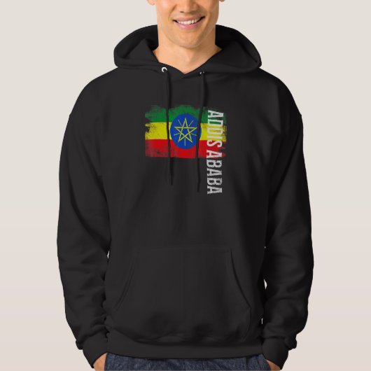 Addis Abeba Ethiopia vlag voor Ethiopische Mannen  Hoodie (Voorkant)