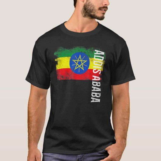 Addis Abeba Ethiopia vlag voor Ethiopische Mannen  T-shirt (Voorkant)