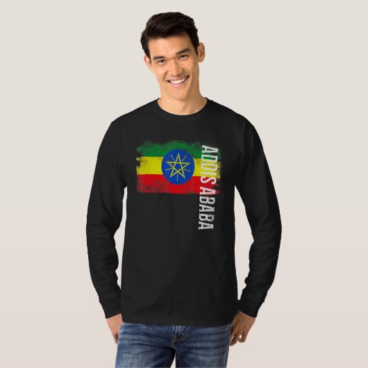 Addis Abeba Ethiopia vlag voor Ethiopische Mannen  T-shirt (Voorkant volledig)