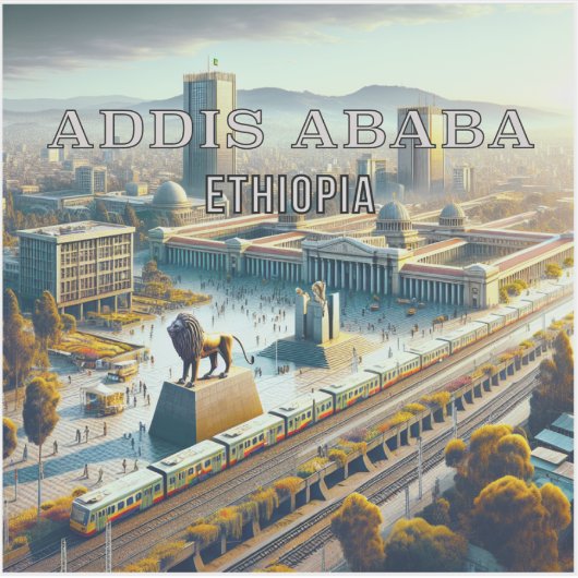 Addis Abeba Ethiopië 3 inch Vinyl Sticker (Voorkant)