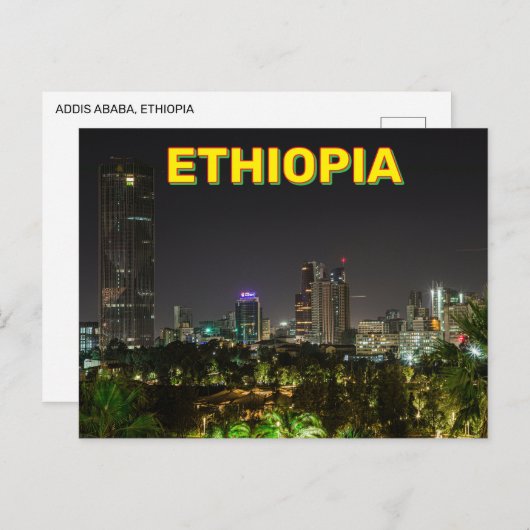 Addis Abeba, Ethiopië bij nacht Briefkaart (Voorkant / Achterkant)