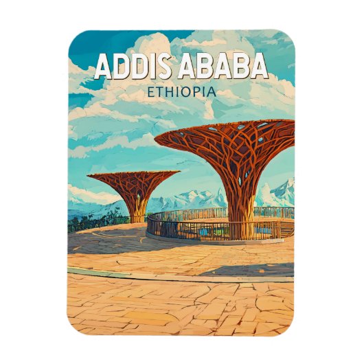 Addis Abeba Ethiopië Reis Kunst Vintage Magneet (Verticaal)