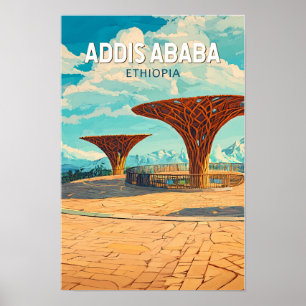Addis Abeba Ethiopië Reis Kunst Vintage Poster
