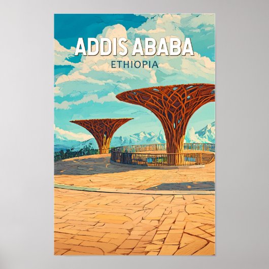 Addis Abeba Ethiopië Reis Kunst Vintage Poster (Voorkant)