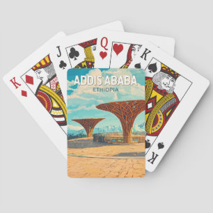 Addis Abeba Ethiopië Reizen Kunst Vintage Pokerkaarten