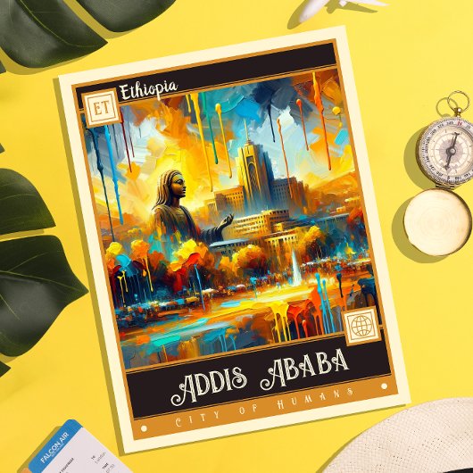 Addis Abeba, Ethiopië | schilderij Briefkaart