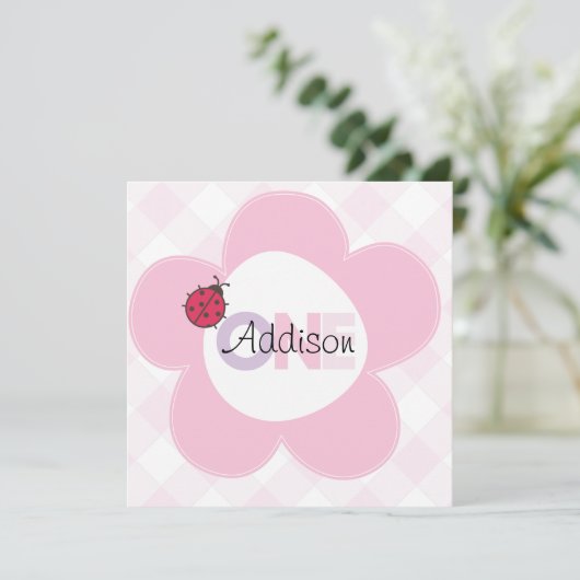 "Addison" 1e verjaardag nodigt uit Kaart (Staand voorkant)