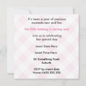 "Addison" 1e verjaardag nodigt uit Kaart (Achterkant)