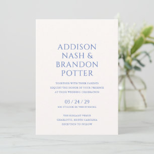 Addison Blue Classic Elegant Bruiloft Kaart