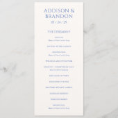 Addison Blue Classic Elegant Bruiloft Programmakaart (Voorkant)