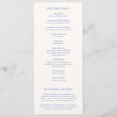 Addison Blue Classic Elegant Bruiloft Programmakaart (Achterkant)