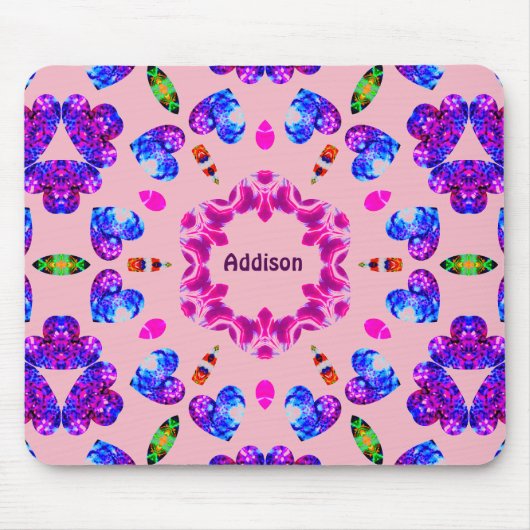ADDISON ~ Glitterend hartpatroon ~ Gepersonaliseer Muismat (Voorkant)