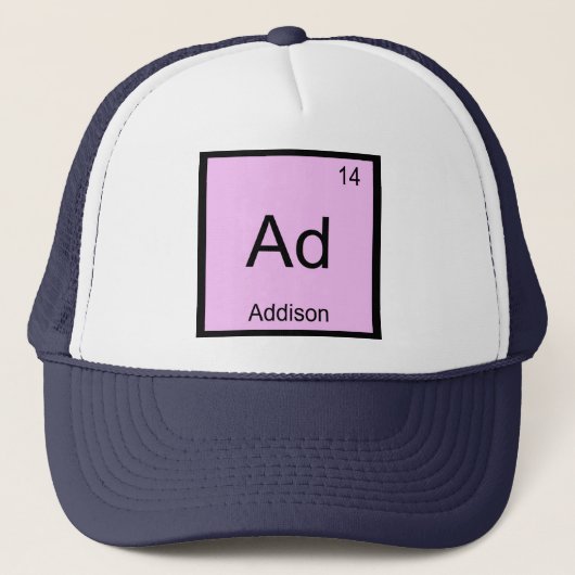 Addison naam scheikunde element periodiek systeem trucker pet (Voorkant)