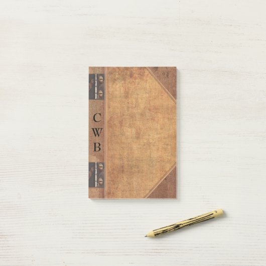 Addison Old Book Cool Monogram Post-it® Notes (Op bureau)
