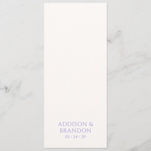 Addison Paarse Classic Elegante bruiloft Menu (Achterkant)
