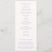 Addison Paarse Classic Elegante bruiloft Programmakaart (Achterkant)