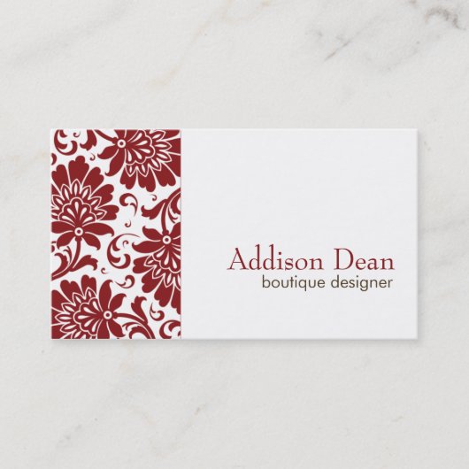 Addison Red Damask Chic Visitekaartje (Voorkant)
