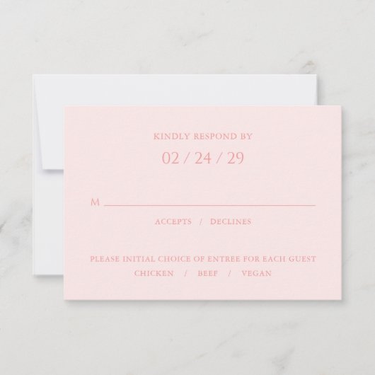 Addison Roze Classic Elegant Bruiloft RSVP Kaartje (Voorkant)