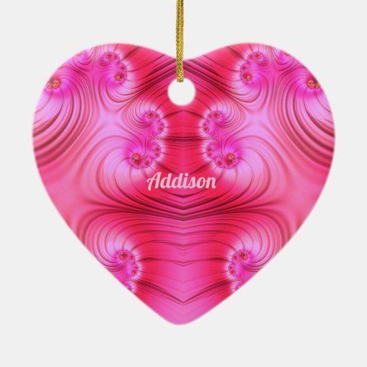 ADDISON ~ VALENTIJN HEART ~ Roze fractal ~ Keramisch Ornament (Achterkant)