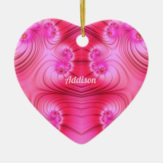 ADDISON ~ VALENTIJN HEART ~ Roze fractal ~ Keramisch Ornament (Voorkant)
