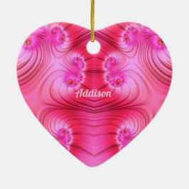 ADDISON ~ VALENTIJN HEART ~ Roze fractal ~ Keramisch Ornament