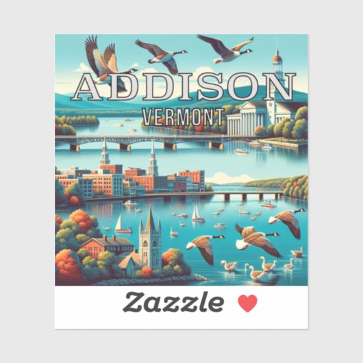 Addison Vermont 3 inch Vinyl Sticker (Vel)