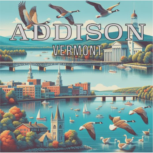 Addison Vermont 3 inch Vinyl Sticker (Voorkant)