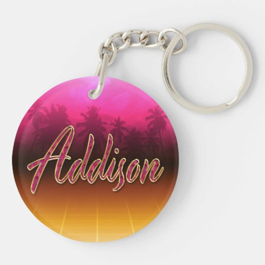 Addison Vorname Name golden pink Schlüsselanhänger Sleutelhanger (Achterkant)