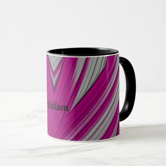 ADDISON ~ Zany 3D ~ Roze en Grijs Mok (Voorkant rechts)