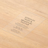 Addison Zwart en Wit Classic Elegant Bruiloft Acryl Uitnodigingen (Laagn)