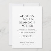 Addison Zwart en Wit Classic Elegant Bruiloft Kaart (Voorkant)