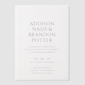 Addison Zwart en Wit Classic Elegant Bruiloft Vellum Uitnodigingen (Voorkant)