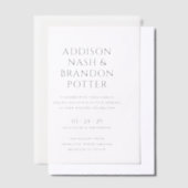 Addison Zwart en Wit Classic Elegant Bruiloft Vellum Uitnodigingen (Offset)