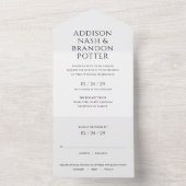 Addison Zwart Wit Grijs Klassiek Elegant Bruiloft All In One Uitnodiging (Binnen)