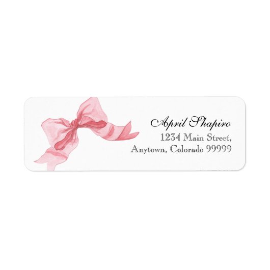 Address Labels - Baby Shower Ribbon Bow Pink Girl (Voorkant)