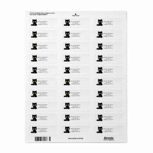 Address Labels Cats Black (Full Sheet)