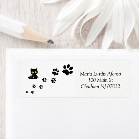 Address Labels Cats Black Paws (Insitu)