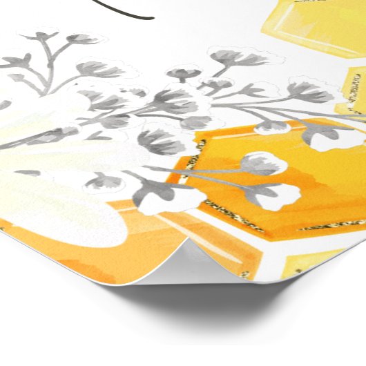 Addressee Baby shower Sign Yellow Honey Bee Thema Poster (Hoek)