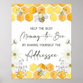 Addressee Baby shower Sign Yellow Honey Bee Thema Poster (Voorkant)