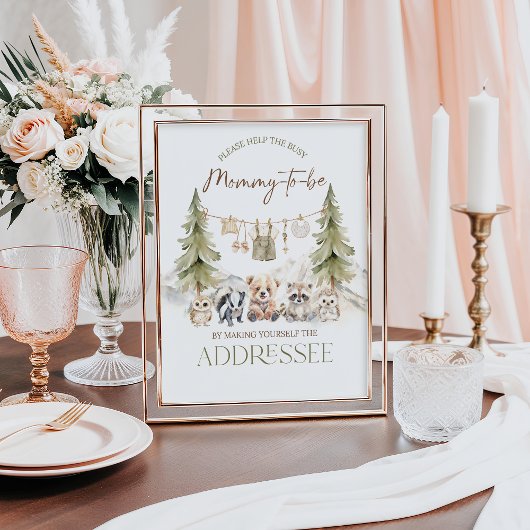 Addressee Woodland Adventure Boy Baby Shower Poster