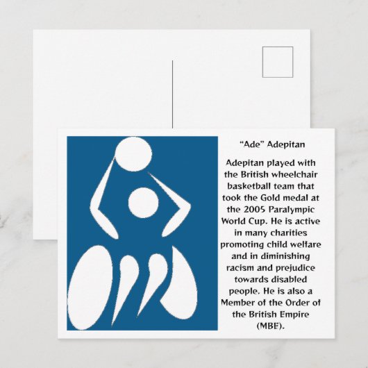Adedidepitan, wielstoelbasketbalspeler briefkaart (Voorkant / Achterkant)