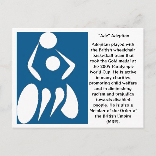Adedidepitan, wielstoelbasketbalspeler briefkaart (Voorkant)