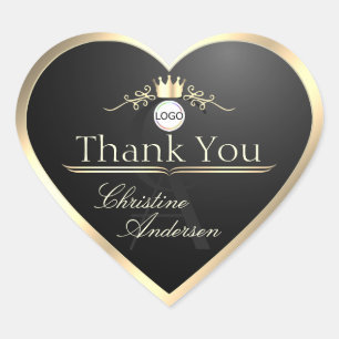 Adel Zwart Gouden Frame Logo en Monogram Bedankt Hart Sticker