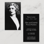 Adela, Elegant Black en White  Photo Visitekaartje (Voorkant / Achterkant)