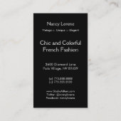 Adela, Elegant Black en White  Photo Visitekaartje (Achterkant)