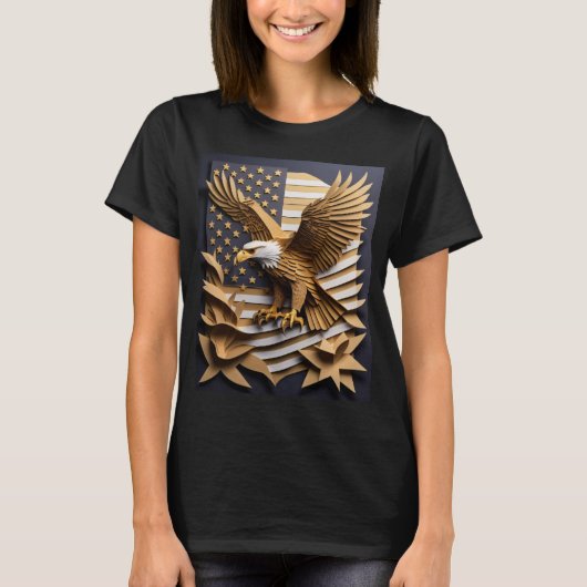 Adelaar 3D Papier Kunst Design T-shirt (Voorkant)