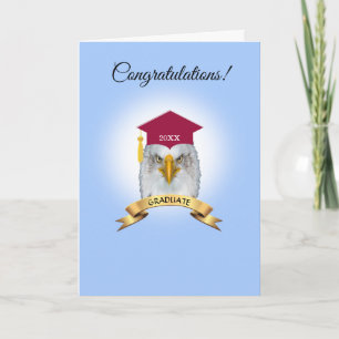 Adelaar afstudeer felicitaties met lichtblauwe aut kaart