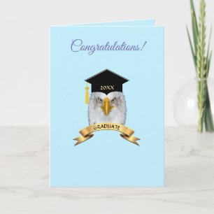 Adelaar afstudeercongratulaties in lichtblauw kaart