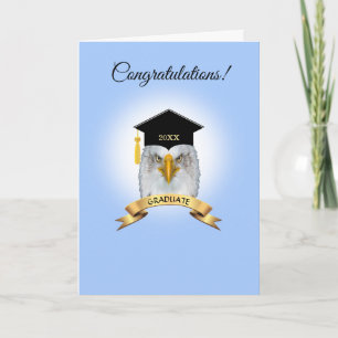 Adelaar afstudeercongratulaties in lichtblauw kaart