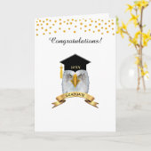 Adelaar afstudeercongratulaties op goud & wit kaart (Gele Bloem)